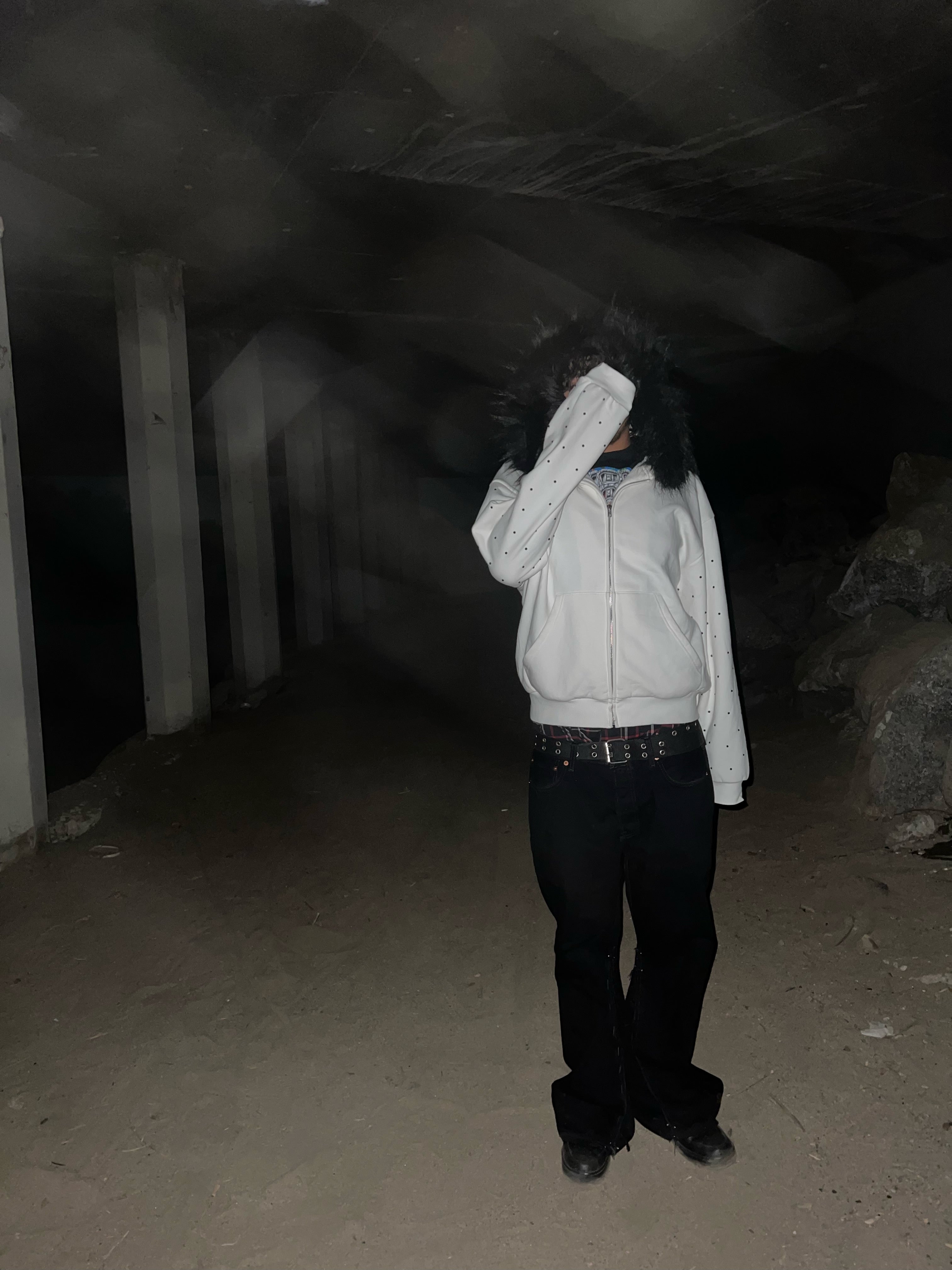 White Fur Rhinestone Hoodie